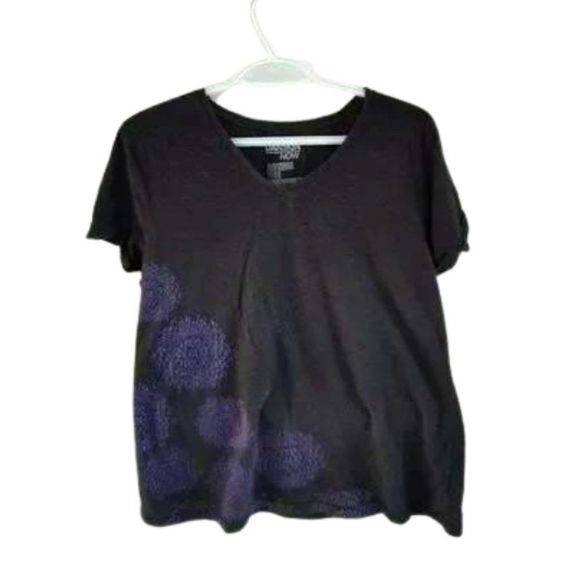 Danskin Now Active tee workout tee with gray and purple print, cuffed sleeves M - Picture 1 of 11